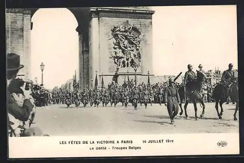 AK Paris, Le Défilé, Troupes Belges, Fetes de la Victoire