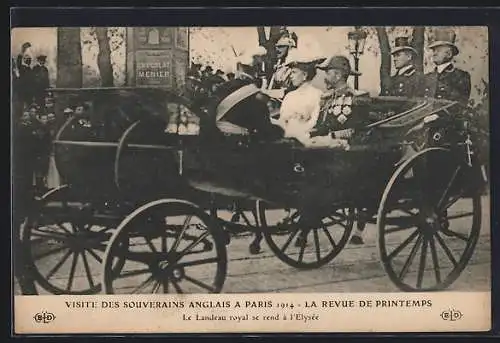 AK Paris, Le Landeau royal se rend à l`Élysée, Visite des Souverains Anglais 1914