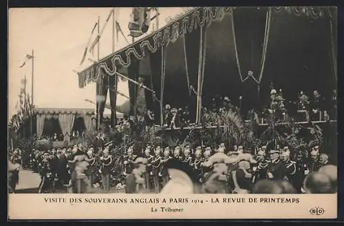 AK Paris, La Tribunes, Visite des Souverains Anglais 1914