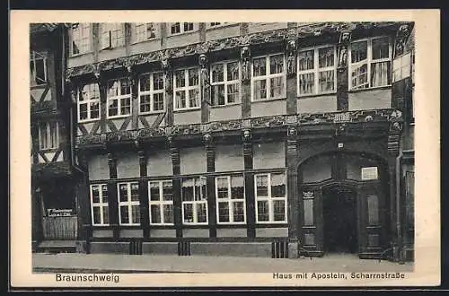 AK Braunschweig, Haus mit Aposteln in der Scharrnstrasse