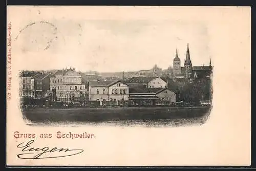 AK Eschweiler, Ortspartie mit Kirche