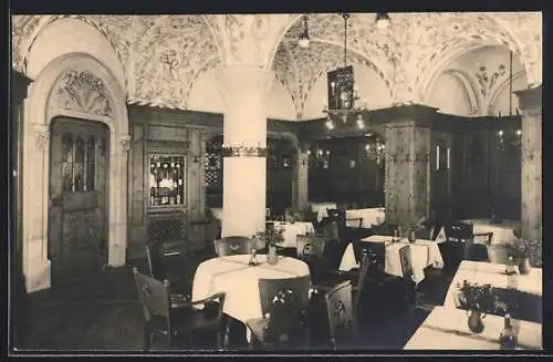 AK München, Hotel Deutscher Kaiser J. Stengel, Anlasskarte Eröffnung Kaiserstube 1926, Innenansicht