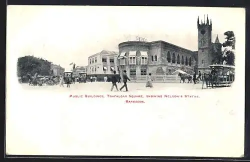 AK Barbados, Public Buildings, Trafalgar Square showing Nelson`s Statue