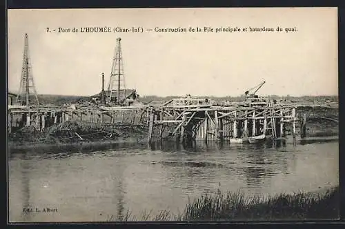 AK L`Houmée, Pont, Construction de la Pile principale et batardeau du quai