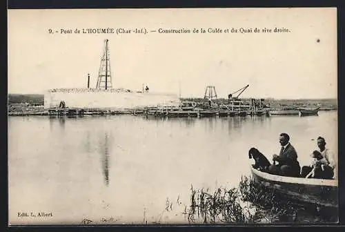 AK L`Houmée, Pont, Construction de la culée et du quai de rive droite