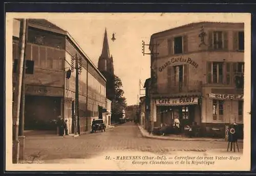 AK Marennes, Carrefour des rues Victor-Hugo, Georges Clemenceau et de la République