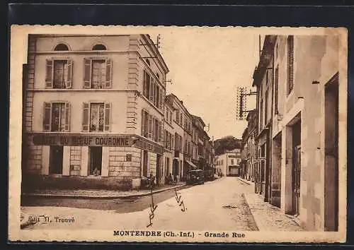 AK Montendre, Grande Rue avec Hôtel du Boeuf Couronné