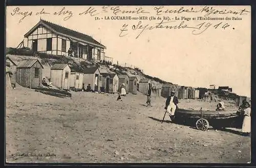 AK La Couarde-sur-Mer, La Plage et l`Etablissement des Bains