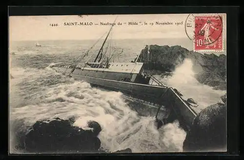 AK Saint-Malo, Naufrage du Hilda, 19.11.1905