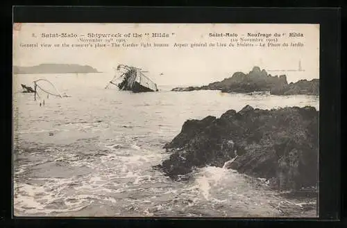 AK Saint-Malo, Naufrage du Hilda, Aspect général du Lieu du Sinistre