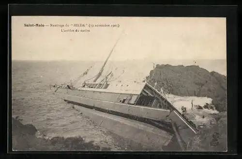 AK Saint-Malo, Naufrage du Hilda, L`Arrière du navire