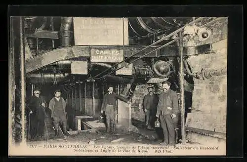 AK Paris-Souterrain, Les Égouts, Service de l`Assainissement, Kanalarbeiter