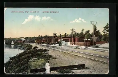 AK Majorenhof, Blick zum Bahnhof