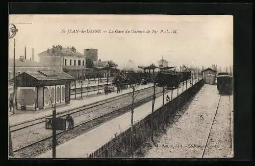 AK St-Jean-de-Losne, La Gare du chemin der Fer PLM