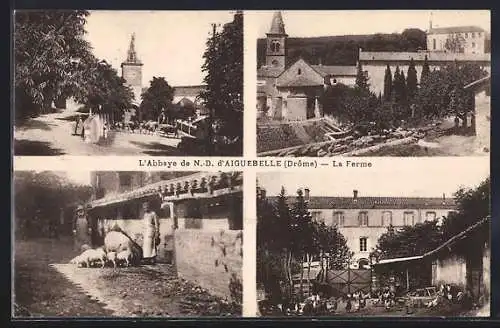 AK Aiguebelle, L`Abbaye de N.D. d`Aiguebelle et la ferme avec des animaux et bâtiments historiques