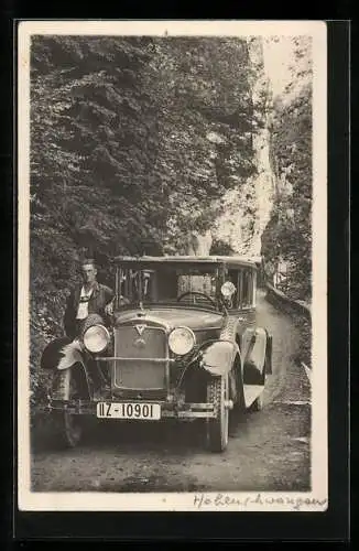 Foto-AK Auto Adler in einer Klamm bei Hohenschwangau