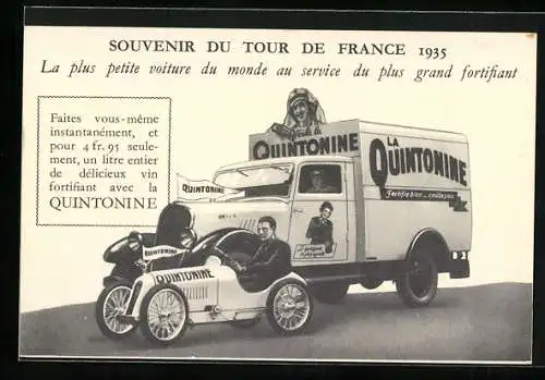 AK Auto und LKW Quintonine, Souvenir du Tour de France 1935