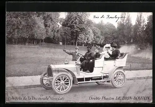 AK Auto De Dion Bouton (1906), Double Phaeton, Elegantes Paar wird chauffiert
