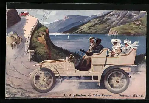 AK Auto-Reklame für Dion-Bouton, Auto bei Puteaux