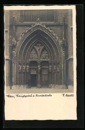 Foto-AK H. Markl: Wien, Hauptportal d. Minoritenkirche