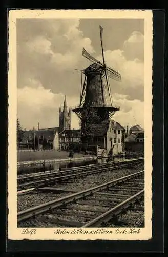 AK Delft, Molen de Roos met Toren, Windmühle