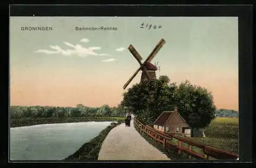 AK Groningen, Barkmolen, Reitdiep, Blick über den Kanal