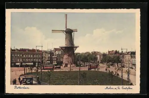 AK Rotterdam, Molen a. h. Oostplein, Windmühle