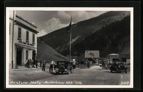 Foto-AK Grenzstein am Brenner, Ital. Zollstation