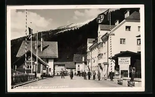 AK Grenzstation am Brenner mit Zollamt und Tankstelle, 