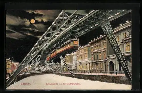 AK Barmen, Schwebebahn an der Wertherbrücke