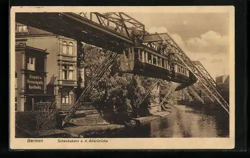 AK Barmen, Schwebebahn an der Adlerbrücke