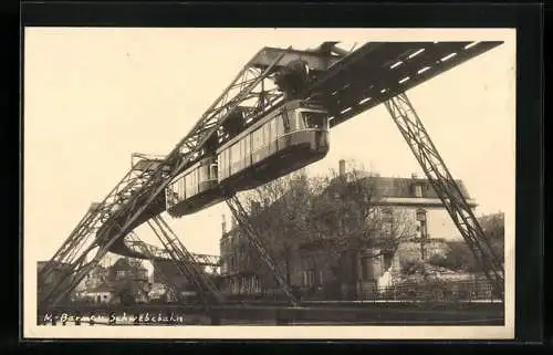 AK Wuppertal-Barmen, Schwebebahn über dem Fluss