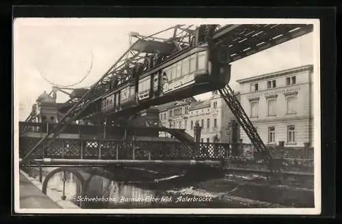 AK Schwebebahn Barmen-Elberfeld an der Aalerbrücke