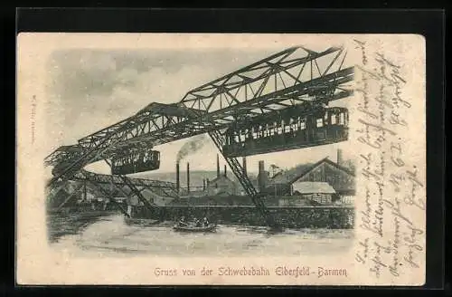 AK Elberfeld-Barmen, Motiv der Schwebebahn