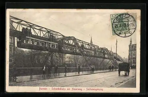 AK Barmen, Schwebebahn am Neuerweg, Sechswagenzug