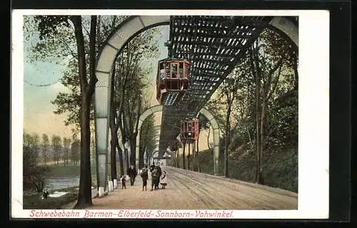 AK Barmen-Elberfeld, Partie an der Schwebebahn