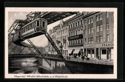 AK Wuppertal-Elberfeld, Schwebebahn a. d. Schlossbleiche