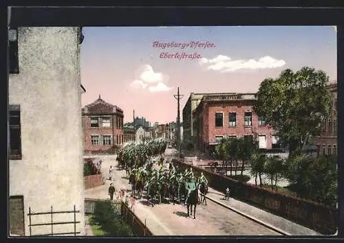 AK Augsburg-Pfersee, Soldaten in der Eberlestrasse