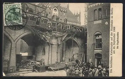 AK Berlin-Kreuzberg, Hochbahnunglück 26. Sept. 1908