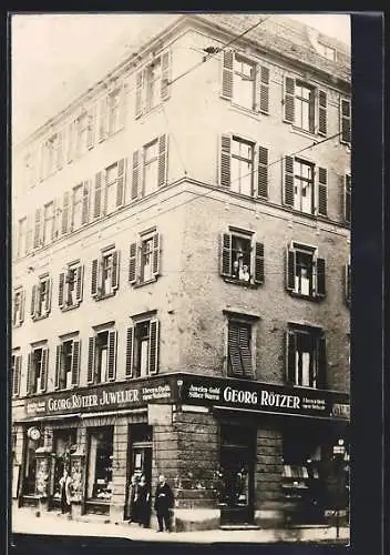 Foto-AK Augsburg, Juwelier Georg Rötzer mit Angestellten