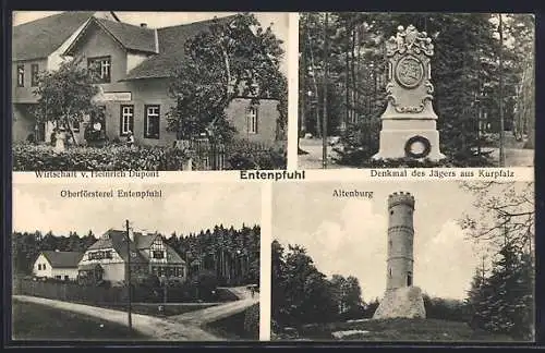 AK Entenpfuhl / Soonwald, Gasthaus Zum Jäger aus Kurpfalz, Denkmal des Jägers aus Kurpfalz, Altenburg