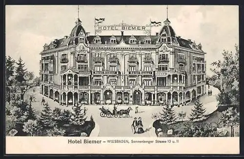 AK Wiesbaden, Hotel Biemer, Sonnenbergerstrasse 10 u. 11