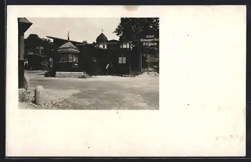 AK Müllheim, Haupteingang zum Kraftwagenpark im Winter