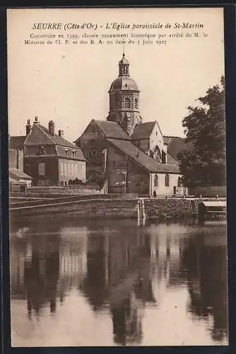 AK Seurre, Eglise vue depuis la Saône