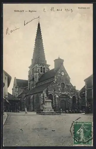 AK Nolay, L`eglise, Kirche mit Denkmal