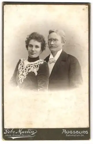 Fotografie Gebr. Martin, Augsburg, Bahnhofstrasse 24, Franz und Lina Kramer, sie geb. Müller