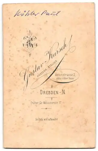 Fotografie Gustav Karsch, Dresden, Antonstrasse 2, Paul Köhler