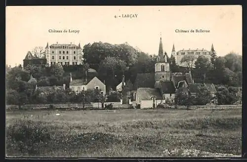 AK Larcay, Vue des Châteaux de Larcay et de Bellevue