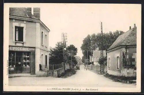 AK Joué-lès-Tours, Rue Gamard avec épicerie et maisons adjacentes