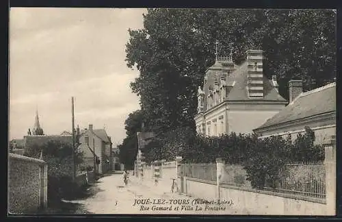 AK Joué-lèz-Tours, Rue Gamard et Villa La Fontaine